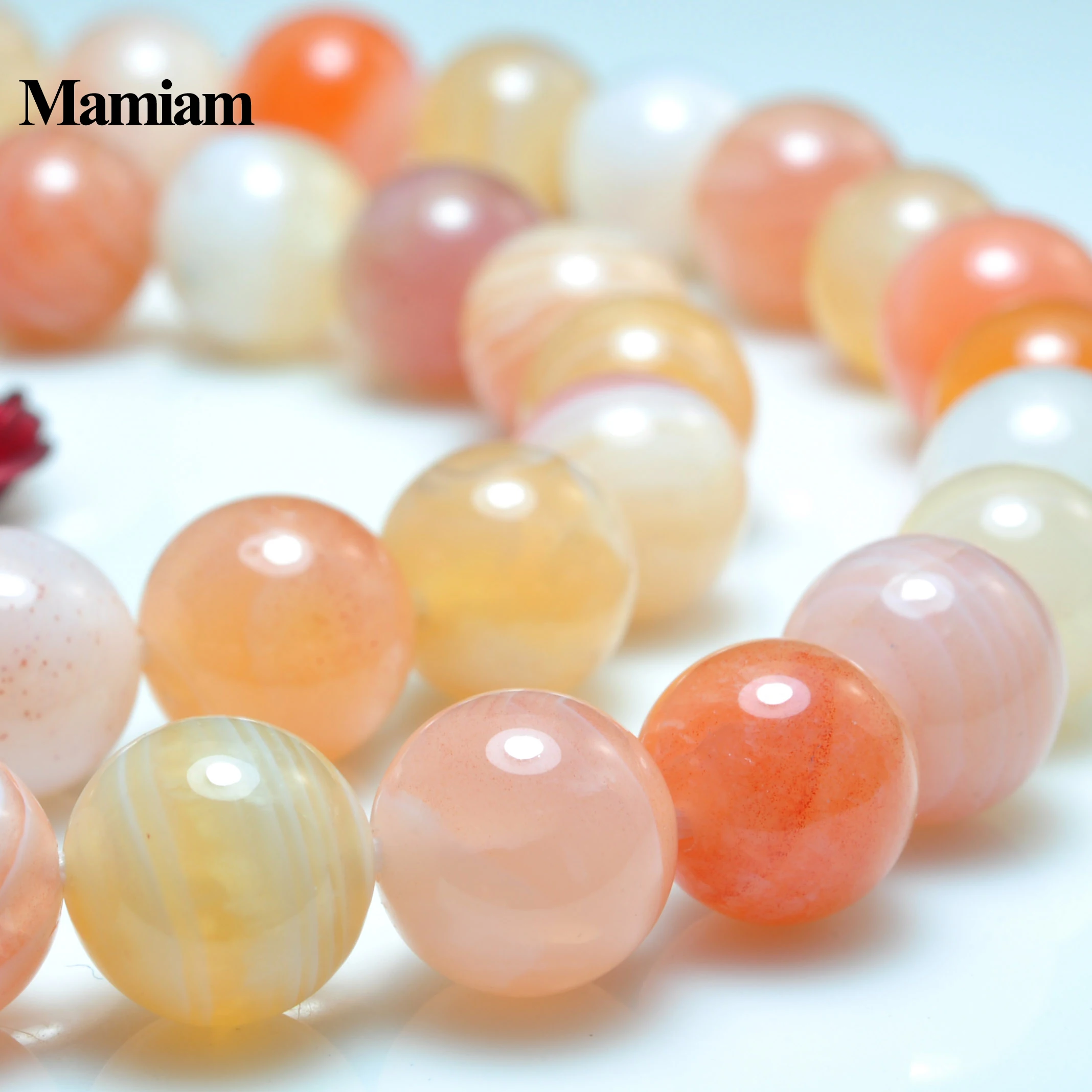 

Mamiam Natural Red Botswana Agate Beads Smooth Round Loose Stone Bracelet Necklace Diy Jewelry Making Gemstone or Gift Design