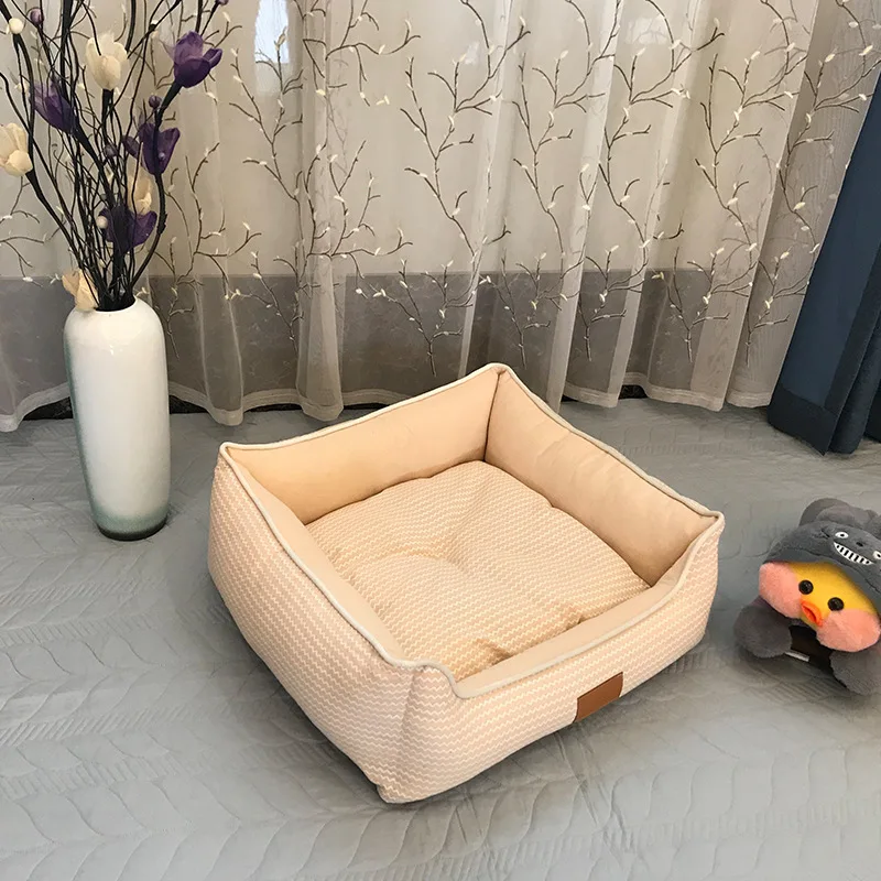 Soft Pet Linen Kennel Cat Dog House Bed Puppy Detachable Mat Winter Warm Dog Nest Sofa Dog Cushion Sleeping Bag Pet Supplies