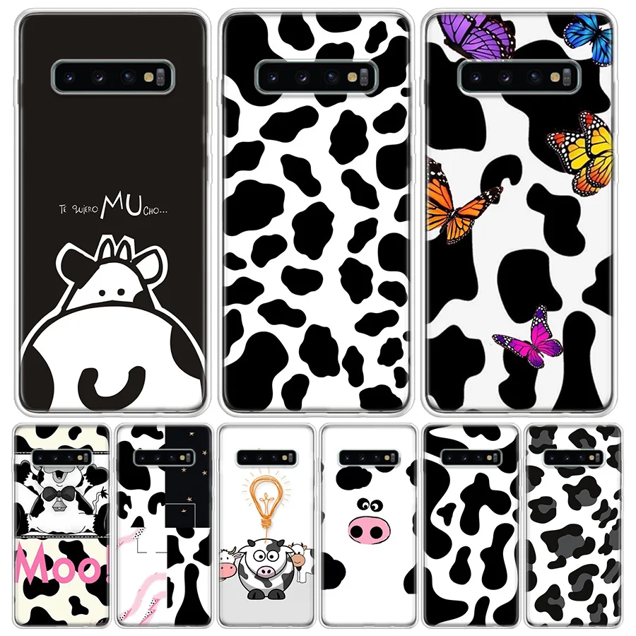 Cow Pattern Black White Soft Soft Phone Case for Samsung Galaxy A51 A71 A41 A31 A21S A11 A10 A20E A30 A40 A50 A70 A6 A7 A8 A9