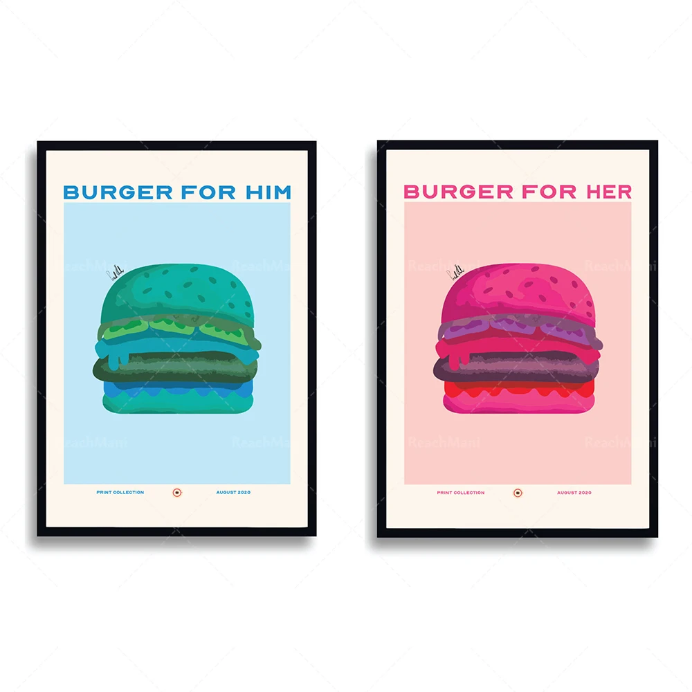 Illustration de nourriture / Affiche d'illustration de hamburger /