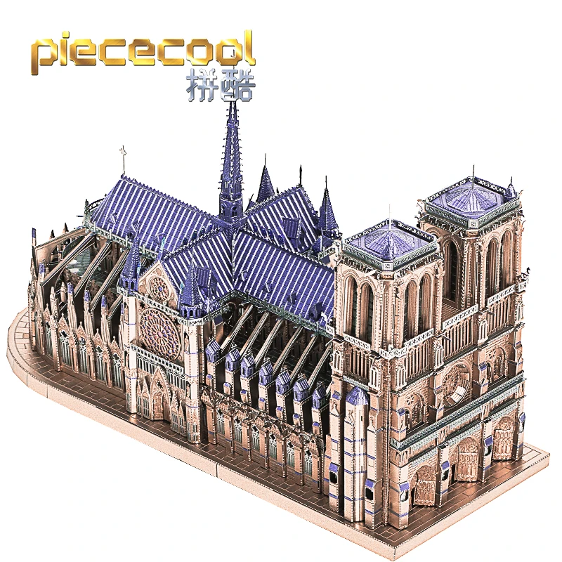 Piececool 3D Metal Puzzle NOTRE DAME CATHEDRAL PARIS building model kits DIY Laser Cut Puzzles Jigsaw Toy For Children