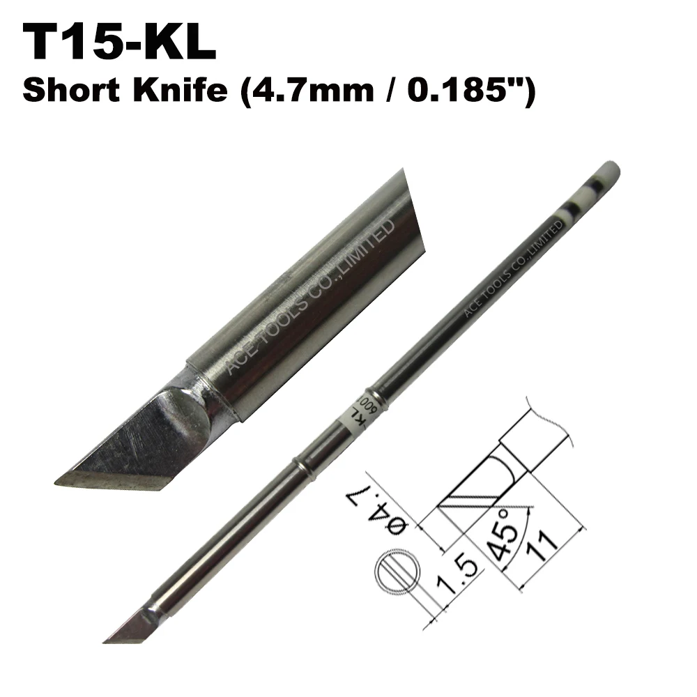 

T15-KL Short Knife Replace Soldering Tip for HAKKO FM-203 FM-204 FM-206 FX-951 FX-950 FX-952 FX-9501 FM-2028 FM-2027 FM-2021