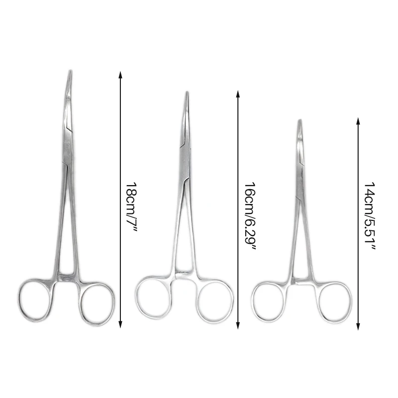 1pc Medical Stainless Steel Dental Surgical Needle Curved Tips Hemostatic Forceps Clamp 14/16/18cm Surgical Pliers Scissors Tool