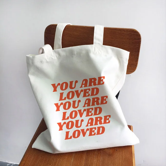 Ladies Handbags Girl Power Quotes Canvas Tote Bag Shopping Travel Women Eco Reusable Shoulder Shopper Bags High Capacity