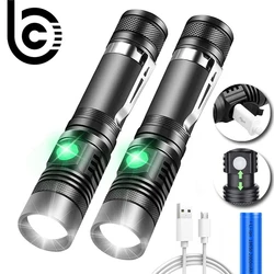 Lanterna LED ultra brilhante com carregamento USB, tocha impermeável, Zoomable, multi-função, 4 modos de iluminação, XP-L T6 contas de lâmpada LED