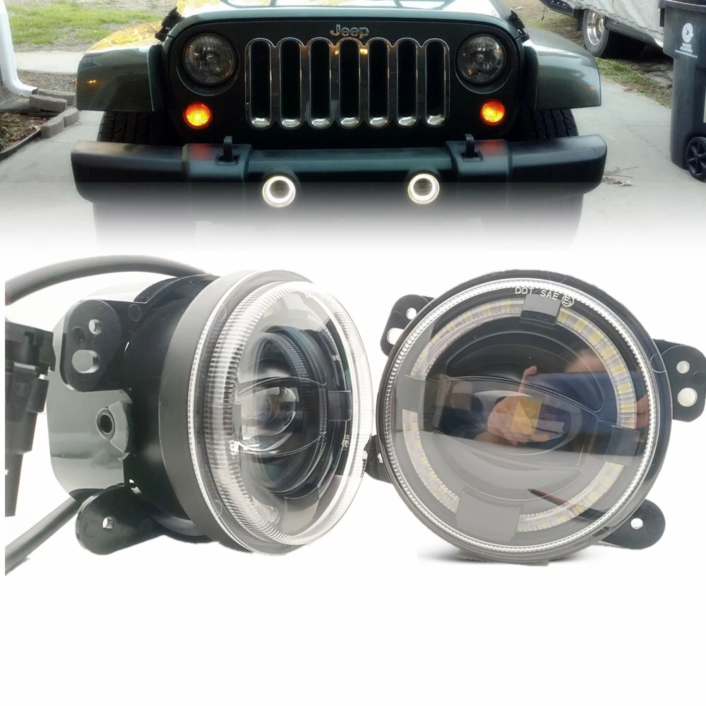 

2pc 4 Inch 30W LED Fog Lights 6000k White for Jeep Wrangler JK JKU 2007-2018 Front Bumper DRL Passing Lamp