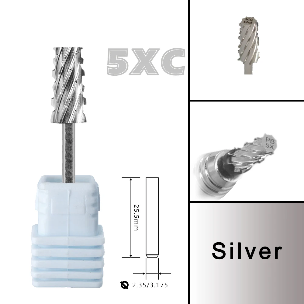 RolinStar 6,6 großer trapezförmiger konischer Schaft, Gold, Silber, Stahl, Hartmetall-Fräser, Nagelbohrer, Maniküre, Pediküre