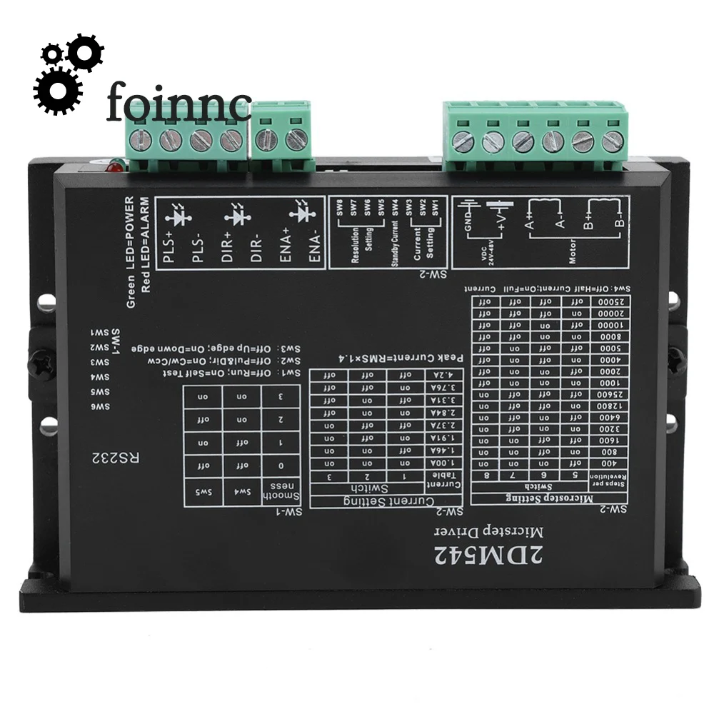 

JMC 2-phase digital stepper motor driver 2DM542 is suitable for 42/57/86 (NEMA17 / 23/34) 1.0-4.2A stepper motors on CNC machine