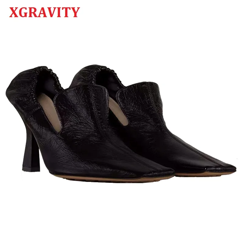 

XGRAVITY Retro Spring Shoes Fashion High Heel Pumps Sexy High Heel Shoes Elegant Sexy Ladies Shoes Woman Square Toe Shoes A254