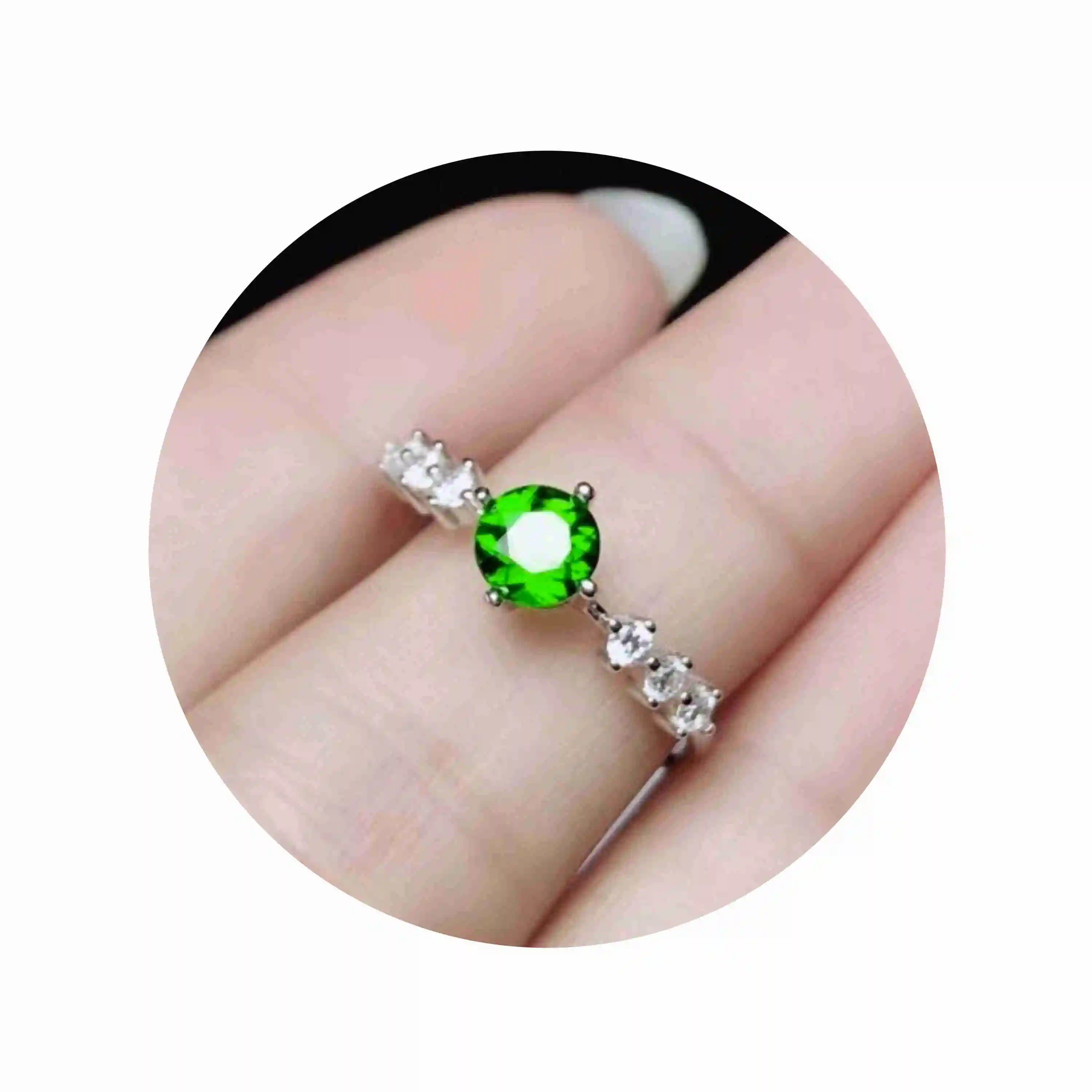 5-7MM rose gold silver round Gems CZ stone prong bezel solid 925 sterling silver adjustable ring settings 1210030