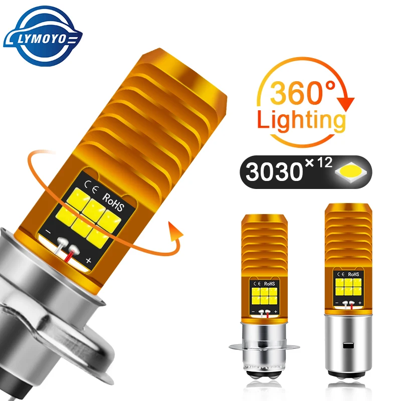 Faro LED para motocicleta P15D H6M BA20D, Faro de Motor 3030 COB, luces antiniebla, Bombilla alta/baja, Blanco 6500K, 1 piezas