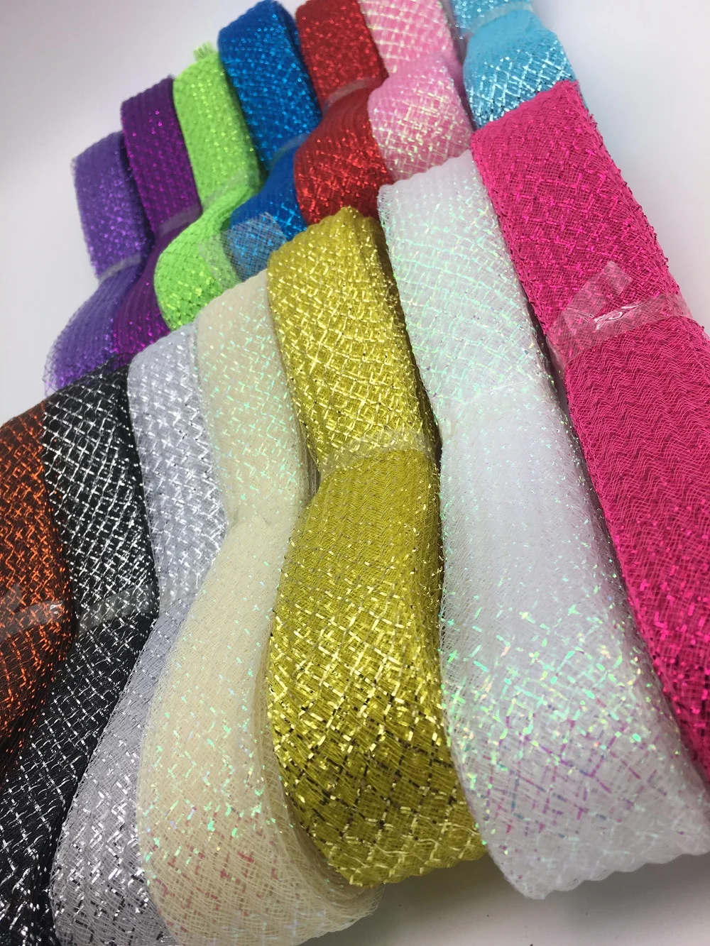 Soft Glitter Polyester Mesh Ribbon Ripple Crinolines Braid with Wave Horsehair Fabric for Hats/wedding Dress sewing accessories