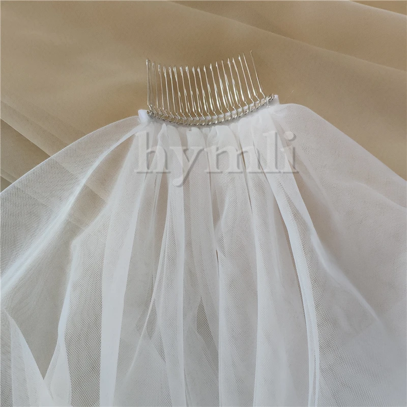 Voile de chapelle en dentelle à une couche, accessoires de mariage en blanc cassé, peigne métallique ivoire sur le dessus