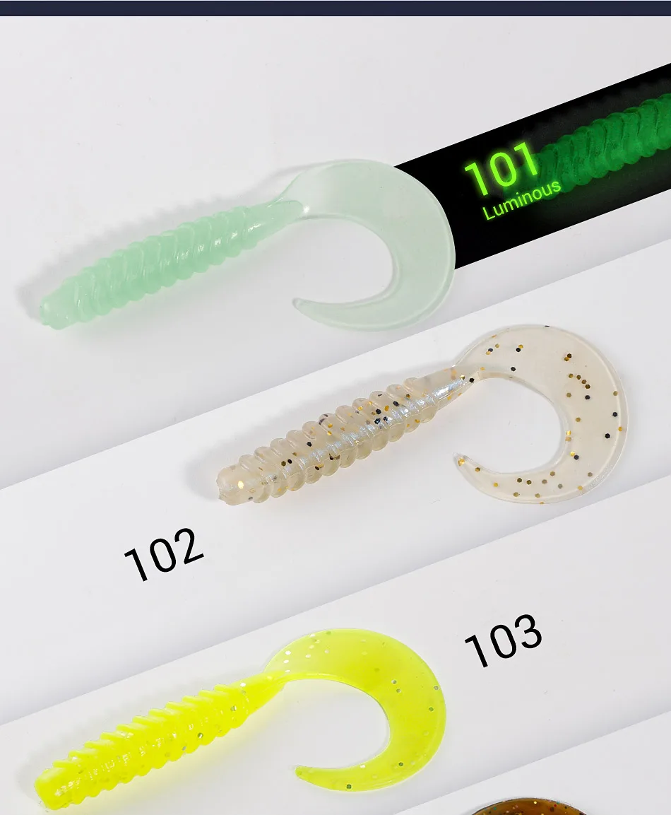 Noeby Soft Köder Wurm Köder 7,5 cm 2,7g lockige Maden gerippte Silikon Köder Wobbler Gummi Swimbait Pike Barsch Bass Angel gerät – Detail 6