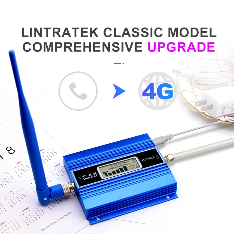 Lintratek 2G 3G 4G Cellular Amplifier GSM 900 LTE 1800 WCDMA 2100MHz CDMA 850 B5 Data Cellphone Booster Kit Antenna Repeater