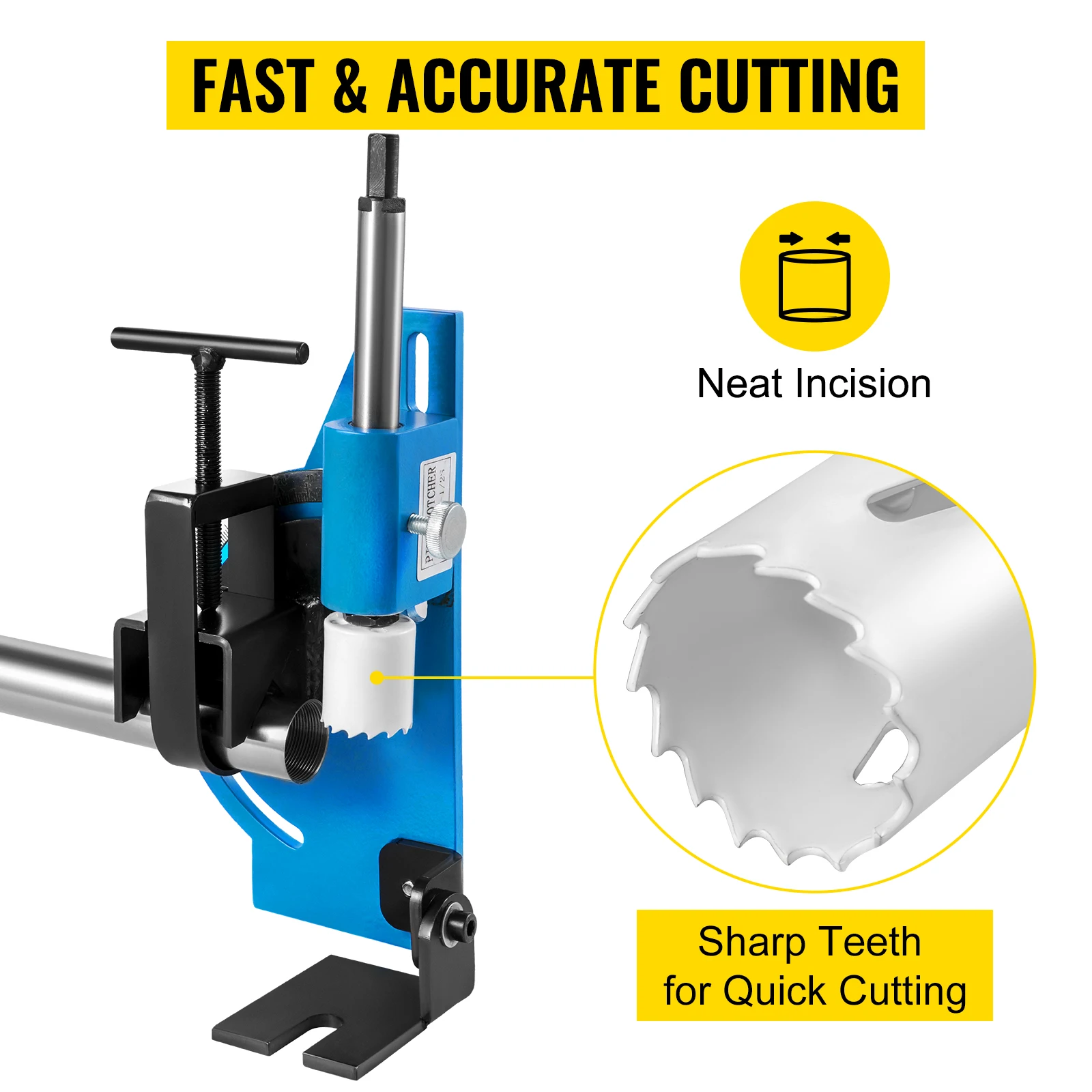 VEVOR Rotation Winkel 0-60 Grad Rohr Schläuche Notcher Rohr Cutter Rohr Stoßen mit Loch Sah für Schneiden auf metall Holz PVC Bord