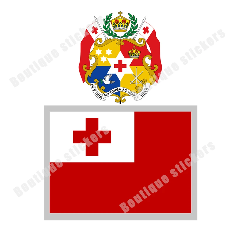 

Car Sticker Tonga National Flag National Emblem Sticker Vinyl Car Window Body Decoration Sticker Accessories Motocross Helmet