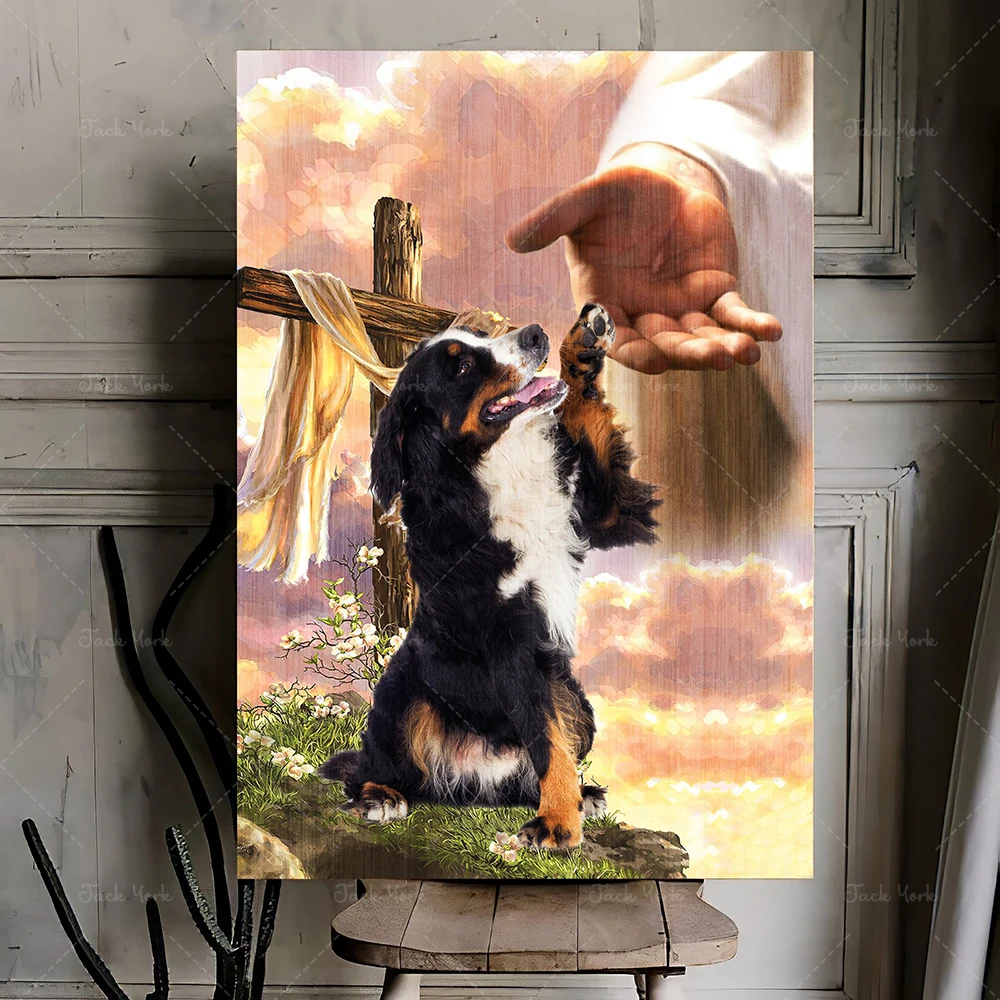 Bernese Mountain Dog Hand Photo Canvas Artwork Wall Decor Unframed Painting Pet Lovers Home Decor