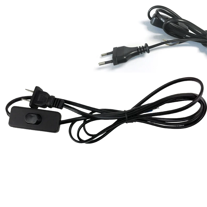 Black White EU AU UK US Online 303 Switch Extension Power Cord 1.8m Cable LED Strip Light Electrical Cable 2c*0.75mm 250V Copper image 2