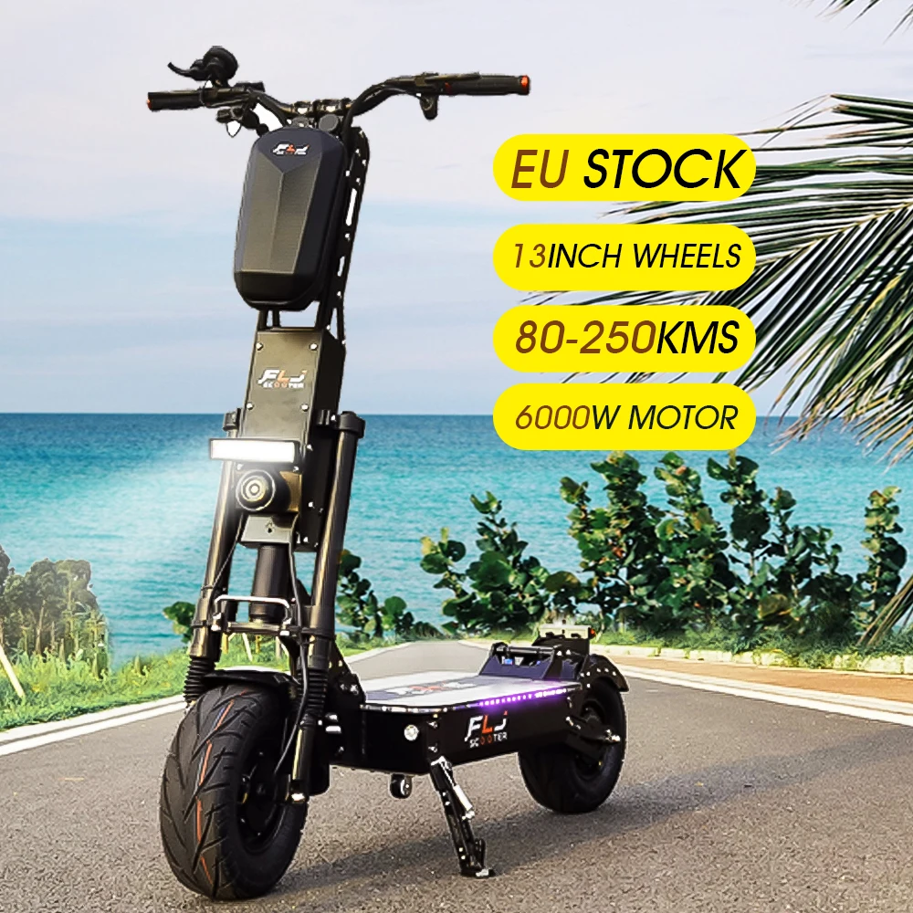 FLJ aggiornato 13 pollici ruote 60V 6000W E Scooter con 90-150km gamma velocità doppio motore e bici grasso pneumatico moto Scooter elettrico