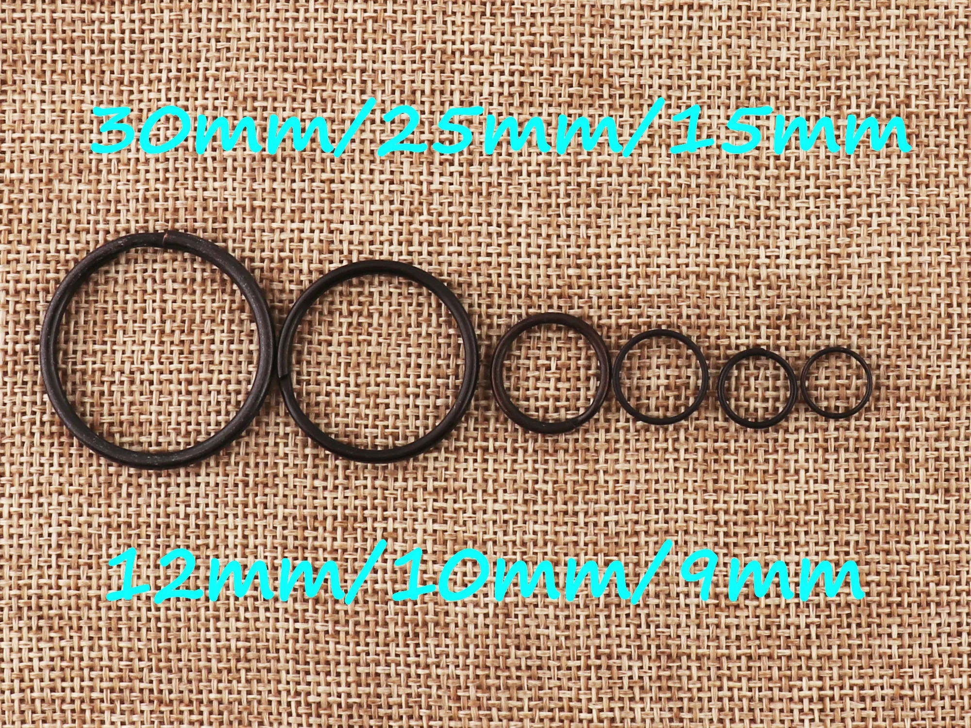 20-100 PCS czarne dzielone breloki, dzielone breloki, dzielone pierścienie skoku, skórzane breloki klucz fob-30mm/25mm/15mm/12mm/10mm/9mm