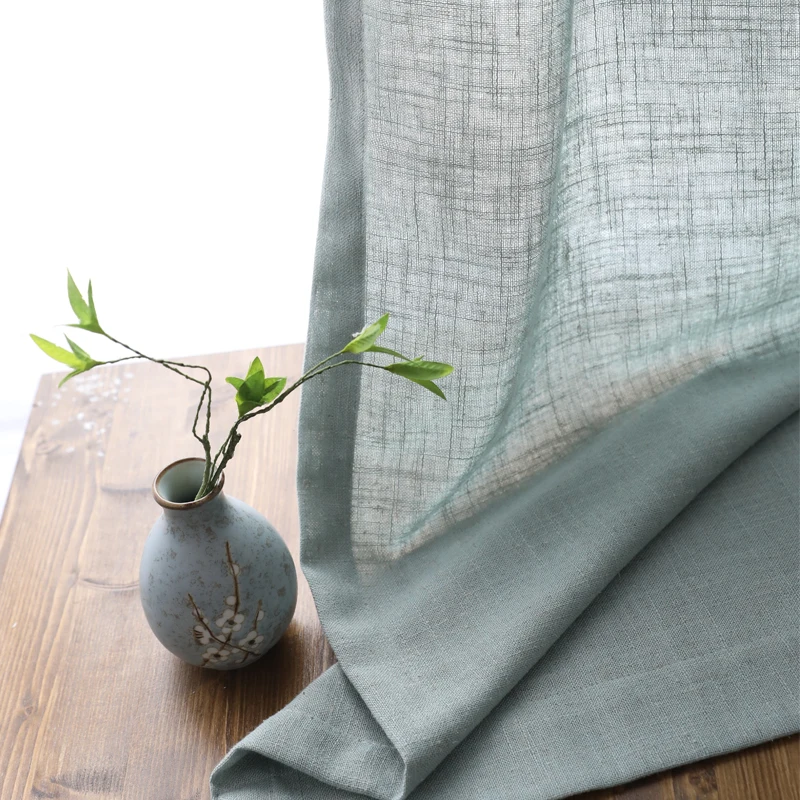 

Modern cotton linen curtain yarn semi shading sheer curtains plain balcony curtain custom for living room decoration curtains