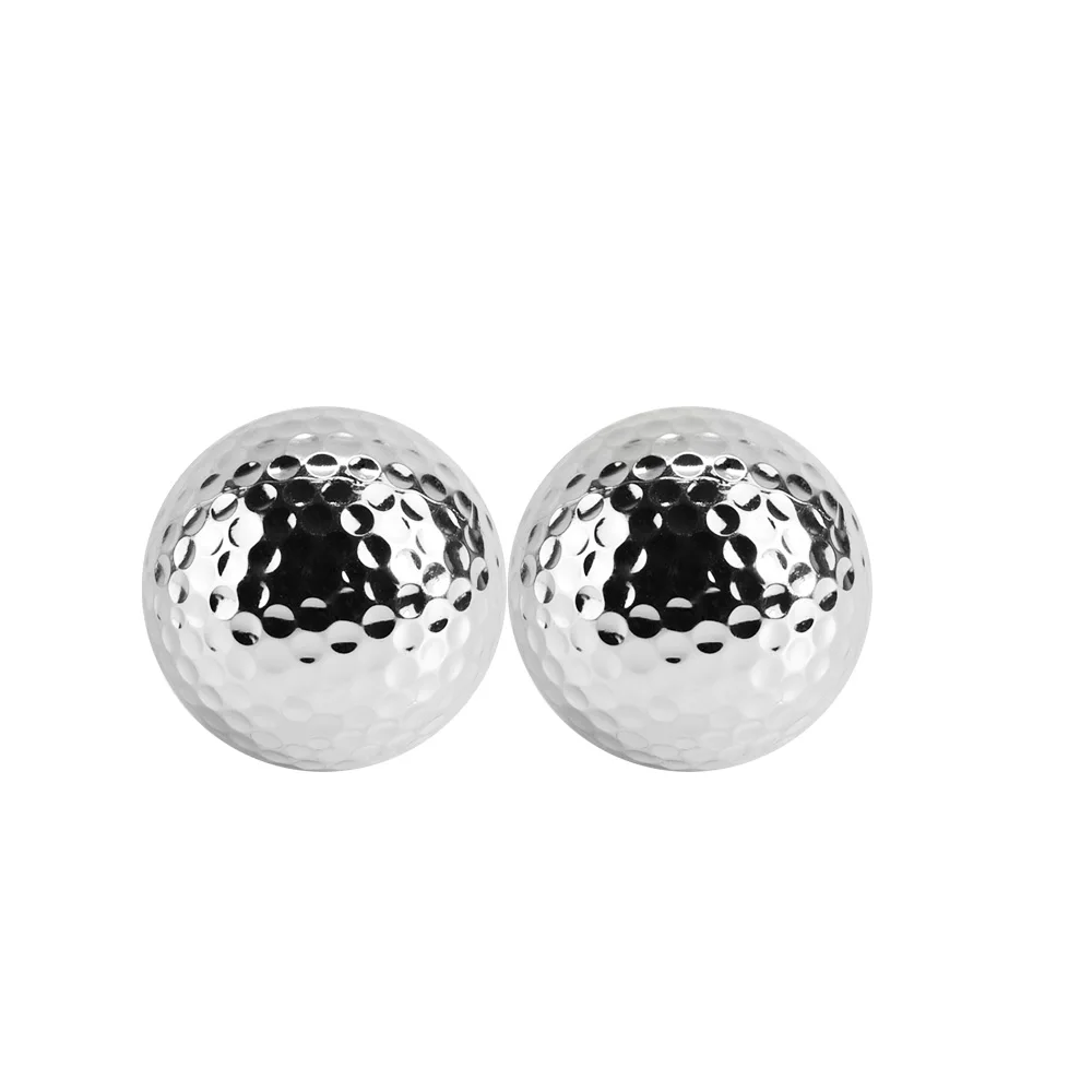 

2Pcs Silver Two Layer Golf Balls Golf Practice Balls Golfer Swing Putter Training Gift Ball 42.67mm, Indoor Outdoor Balls Games