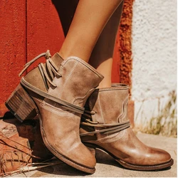 Europe Autumn Winter Women Boots Fashion Retro Riding Equestrian Ankle Boots for Women High Heel Shoes Woman Plus Size 35-43