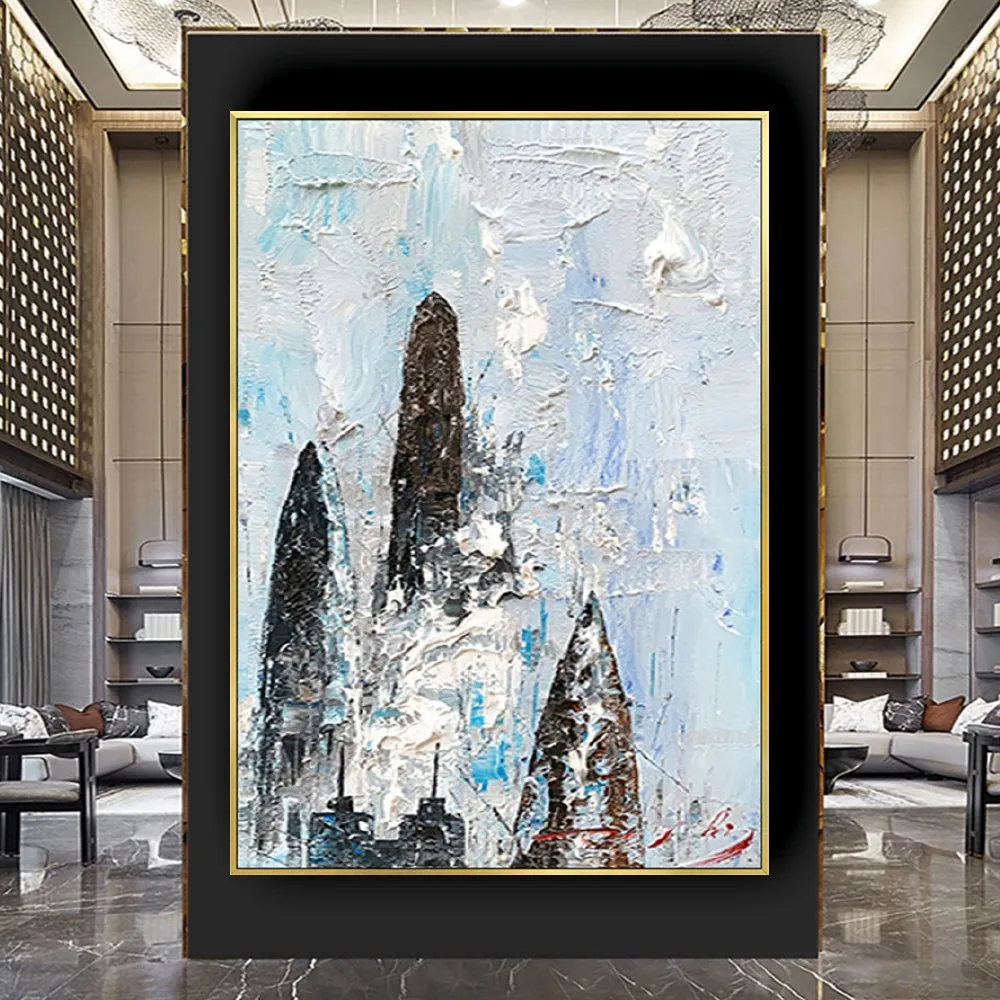 Hand Painted Knife Paint Art Modern Abstract Large Oil Paintings Decor Living Room Office Wall Canvas Picture Graffiti Panel