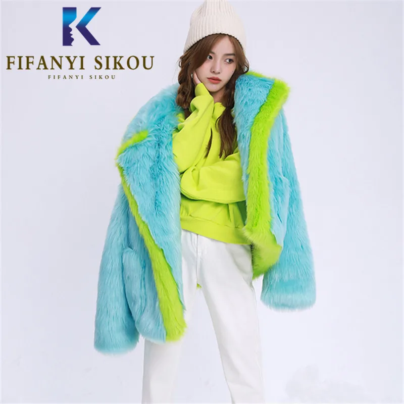 

Faux Fox Fur Coat Women High quality Luxury Fashion Fur Coat 2020 Winter Thick Warm Overcoat Female Loose Fur Jacket Plush Coats