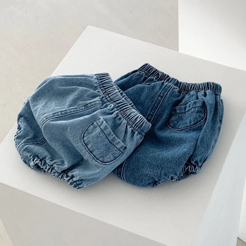 Adorable Baby Boys Shorts Summer Casual Denim Short Pants for Toddler Girls Pockets Design Clothing Children Jeans Pants 0-24M