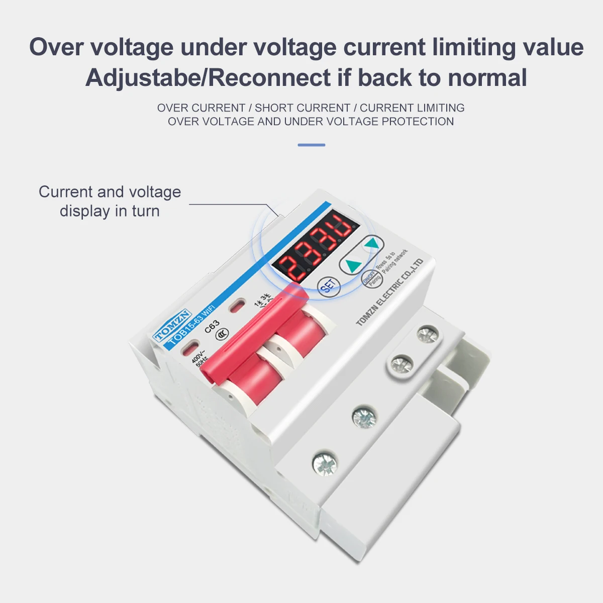 Din Rail WIFI Circuit Breaker Smart Switch Remote Control by Ewelink with over and under voltage current protecion LCD display