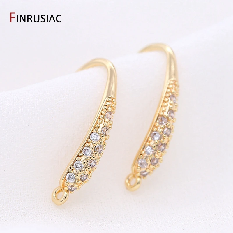 

Принадлежности для изготовления сережек инкрустированные фианитами 14 к покрытые настоящим золотом крючки для сережек аксессуары оптом