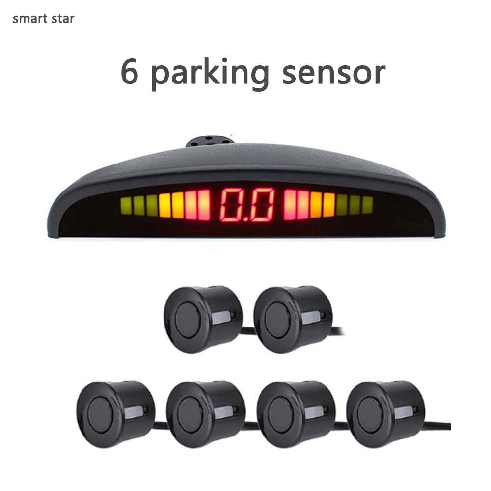 Parking Sensor Parktronic 6 Sensors Car Automobile Reversing Radar Electronics Auto Detector Backing Assistance Kit Buzzer