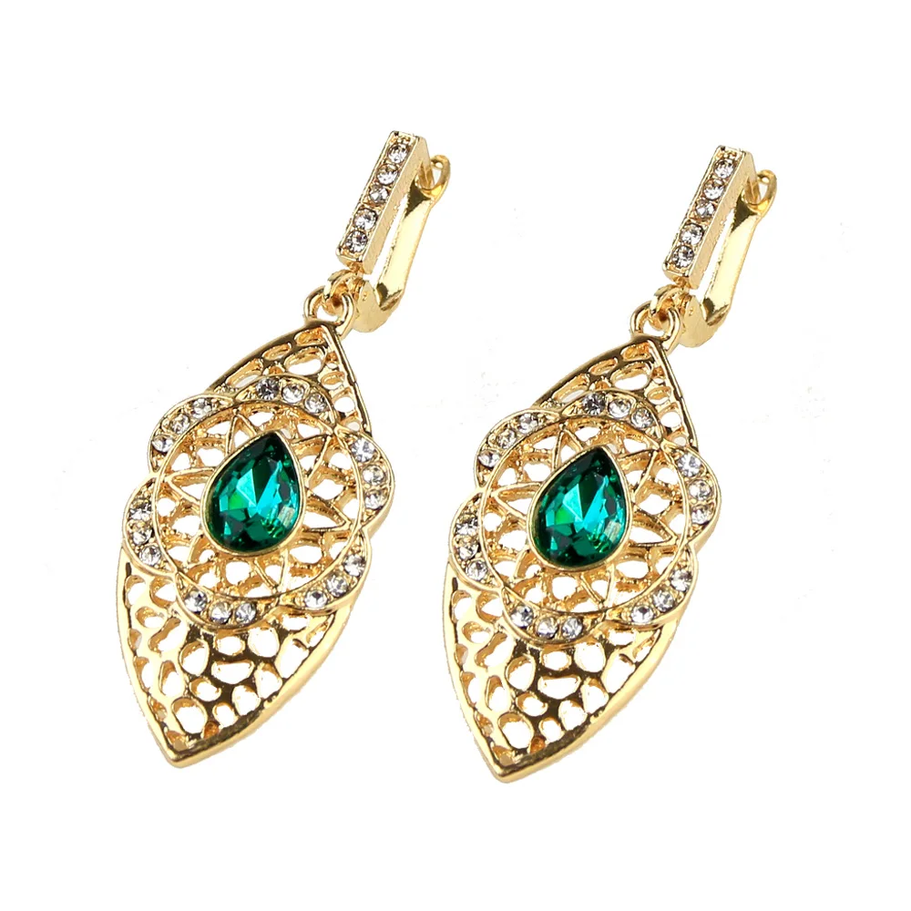 Sunspicems Gold Color Algeria Morocco Dangle Earring for Women Sunflower Crystal Earring Wedding Jewelry Africa Bridal Gift