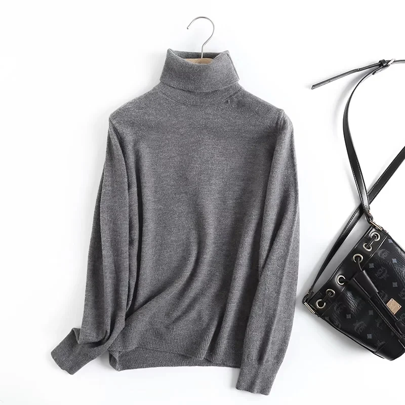 Jenny&Dave England Sweaters Women  Style Fashion Simple Commute Office Lady Elegant Warm Winter Turtleneck Wool Pullovers Tops