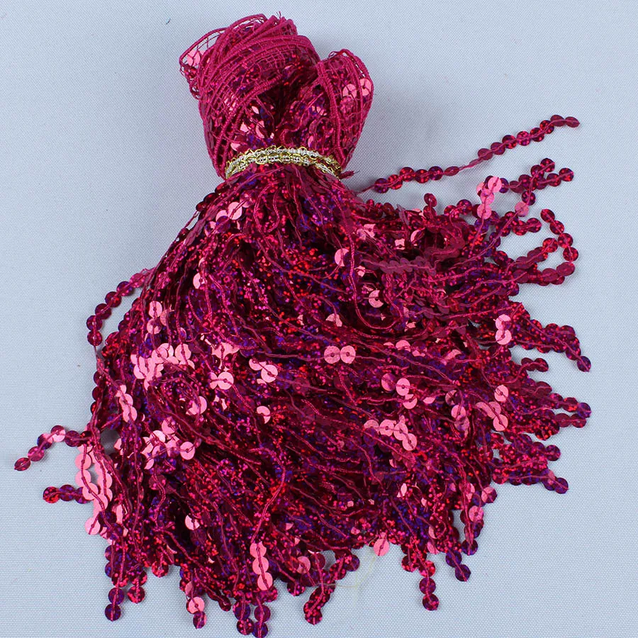 6 Meters/lot Holographic Sequins Tassel Fringe Decorative Curtain Lace Trims Tassels DIY Clothing Accessories Patchwork