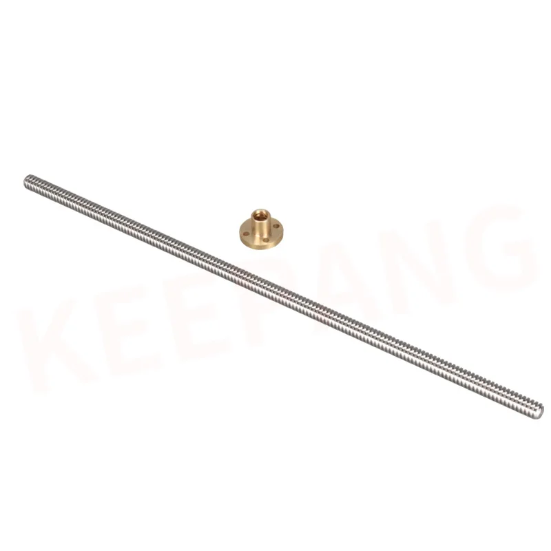 T8 Trapezoidal Rod Lead Screw Thread 8mm Length700mm 750mm  Lead1mm/2mm/4mm/8mm/10mm/12mm/14mm with Brass NutCNC 3D Printer