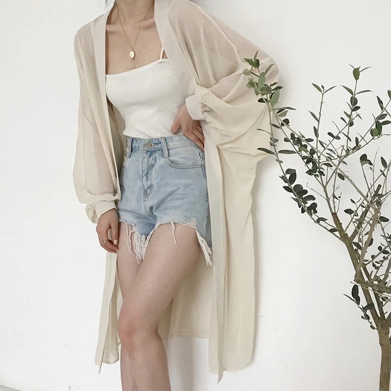 Kimono Spiaggia di Estate Cardigan Maglia A Manica Lunga Camicia Bianca Più Il Formato Abiti Vintage Blusas Mujer De Moda 2020