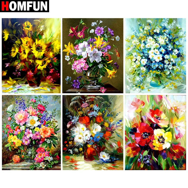 

HOMFUN Diamond painting "Colored flower landscape" Full Square/Round Drill Wall Decor Inlaid Resin Embroidery Craft Cross stitch