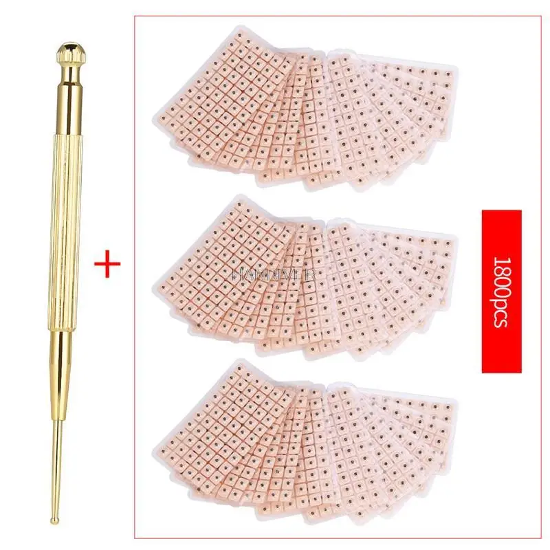 

Acupuncture Points Detector Probe+1800Pcs Magnetic Therapy Ear Seeds Stickers Ear Acupuncture Needle Patch Ear Care Massage