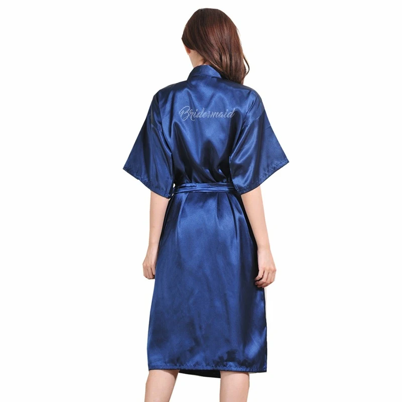 Retail Bridesmaid Letter Rhinestones Women Satin Silk Robes Kimono Nightgown Bride Spa Party Wedding Robes T88