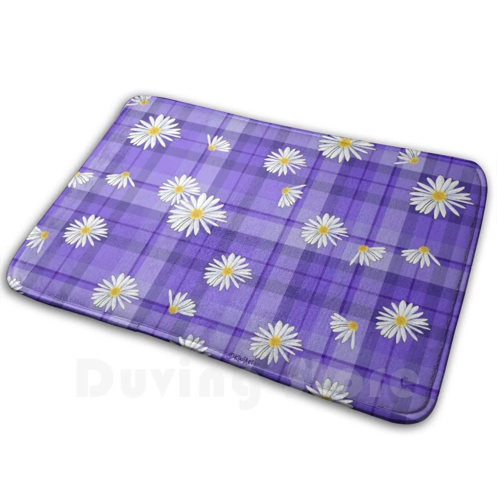 Tapis doux antidérapant violet marguerite engouement 1377 tapis coussin violet bleu marguerite marguerites fleur fleurs florales Kiniart