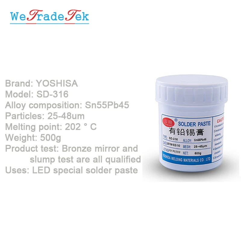 500g SMT Solder Paste Non-clean LED 183 Degrees Lead Welding Flux for Phone Repair BGA Welding Paste Sn63Pb37 Sn55Pb45