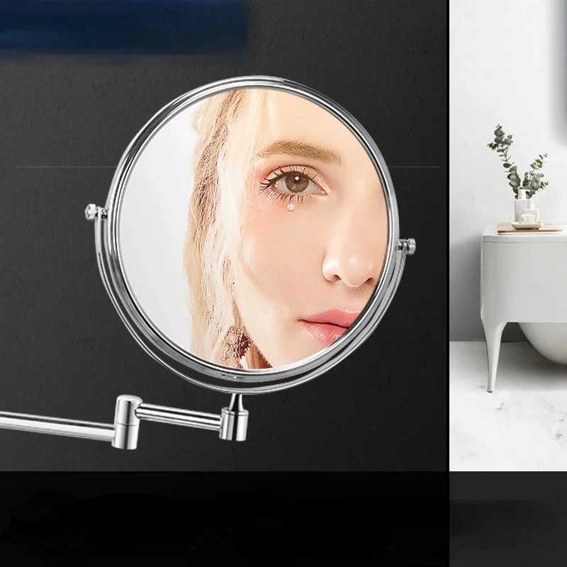 Folding Arm Cosmetic Makeup Mirrors Extend Without Drill Swivel Toilet Mirror Suction 360° Double Side Shower Room Mirror