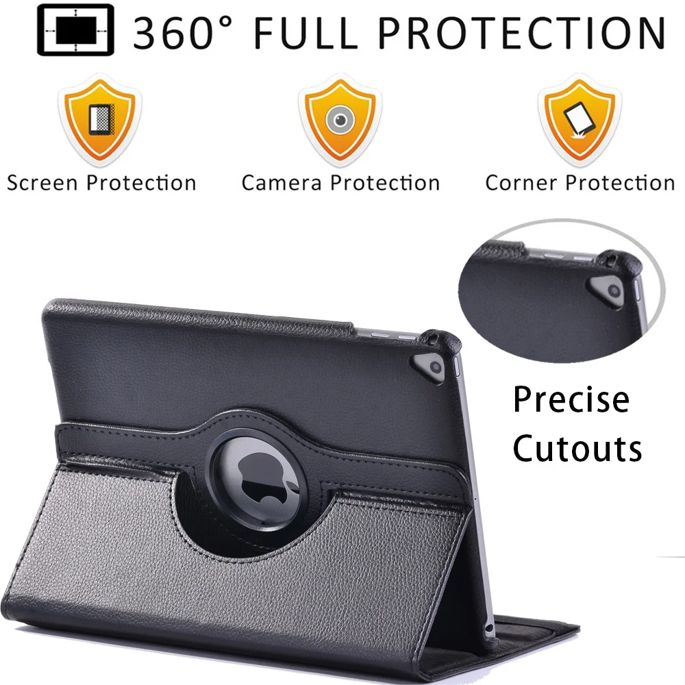 حافظة جلدية دوارة 360 لهواتف ابل ايباد اير 1 اير 2 9.7 انش/ايباد 5 6 حقائب الجيل الخامس 6