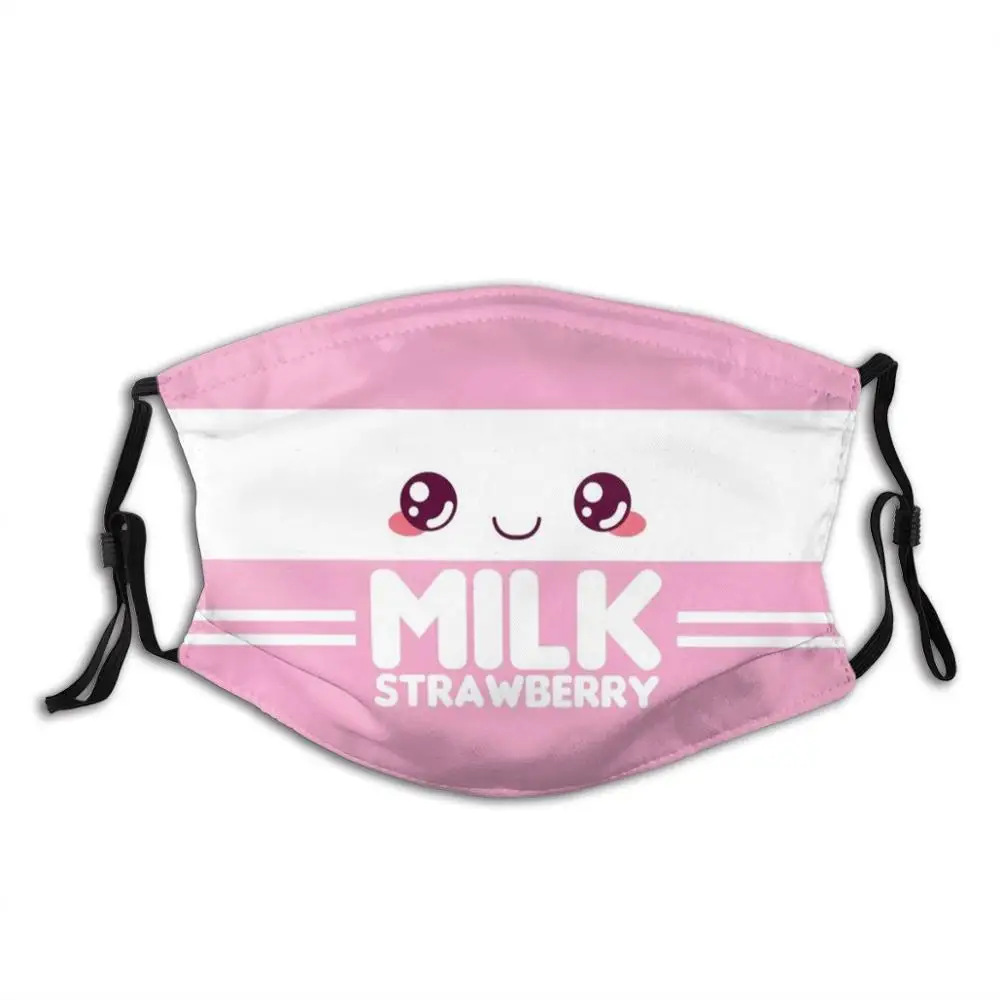 Strawberry Milk Carton Adult Kids Anti Dust Filter Diy Mask Cute Kawaii Milk Cow Fresh Skimmed Full Semi Skimmed Liquid Drink