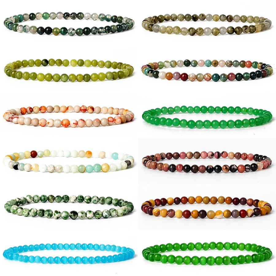 Natural Stone Bracelets Men 4mm 6mm Beads Elastic Bracelet Charm Chakra Healing Reiki Yoga Bracelets For Women Beads Jewelry New