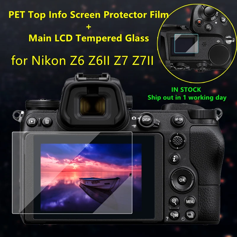 

2PCS for Nikon Z6 Z6II Z7 Z7II Z6III Camera Screen Protective Glass Main LCD Display + Film Info Screen Protector Guard z63