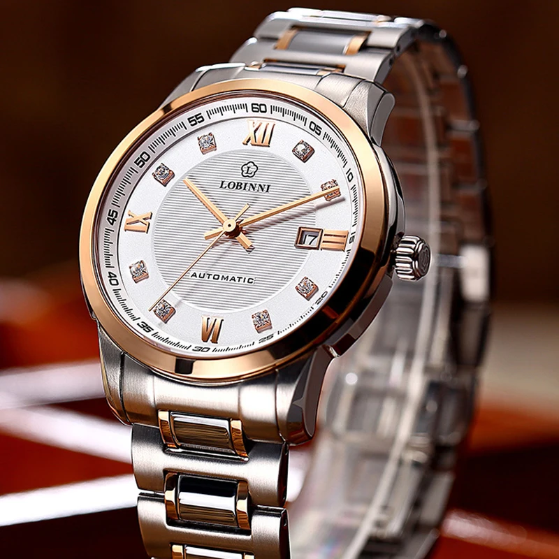 LOBINNI Business Men Stainless Steel MIYOTA Movement Automatic Mechanical Watch Date Clock Sapphire Glass Waterproof 50M Watches